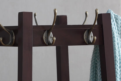 Vassen Coat Rack w 3-Tier Storage Shelves in Espresso Finish - Free Shipping - aurelia-clothing-8955