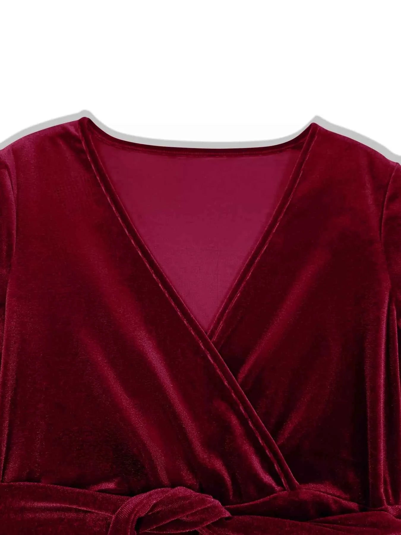 Velvet Wrap Surplice Maxi Dress-Free Shipping - aurelia-clothing-8955