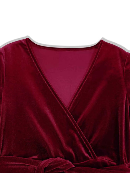 Velvet Wrap Surplice Maxi Dress-Free Shipping - aurelia-clothing-8955