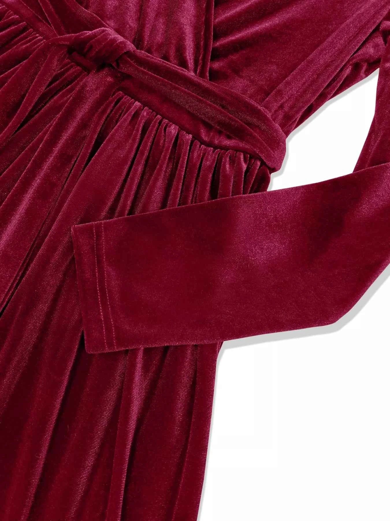 Velvet Wrap Surplice Maxi Dress-Free Shipping - aurelia-clothing-8955