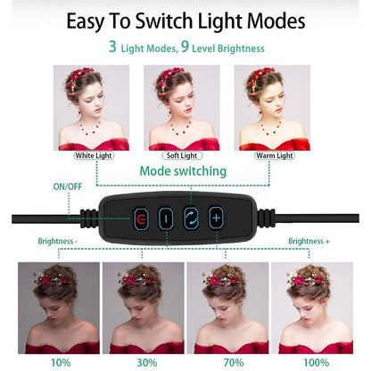 Video Youtube Fill Ring Light Lamp Live COOK 26CM Photography Lighting Phone Ringlight Tripod Stand Photo Led Selfie Bluetooth - Free Shipping - aurelia-clothing-8955