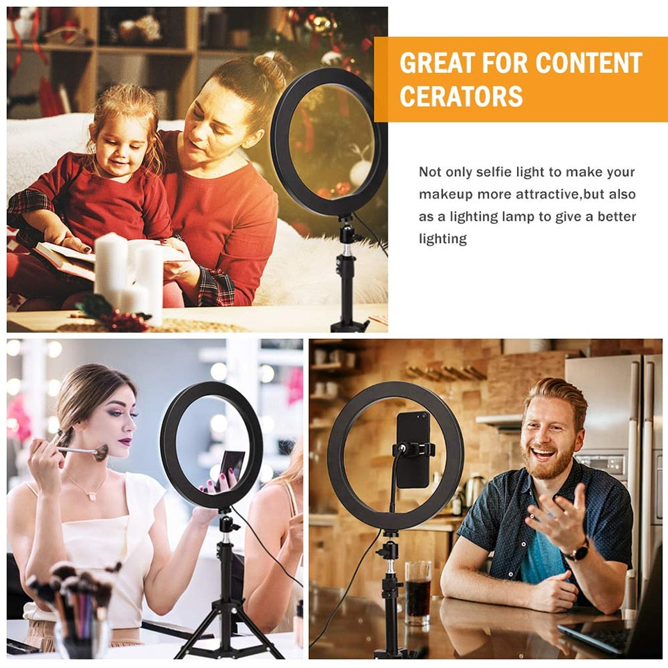 Video Youtube Fill Ring Light Lamp Live COOK 26CM Photography Lighting Phone Ringlight Tripod Stand Photo Led Selfie Bluetooth - Free Shipping - aurelia-clothing-8955