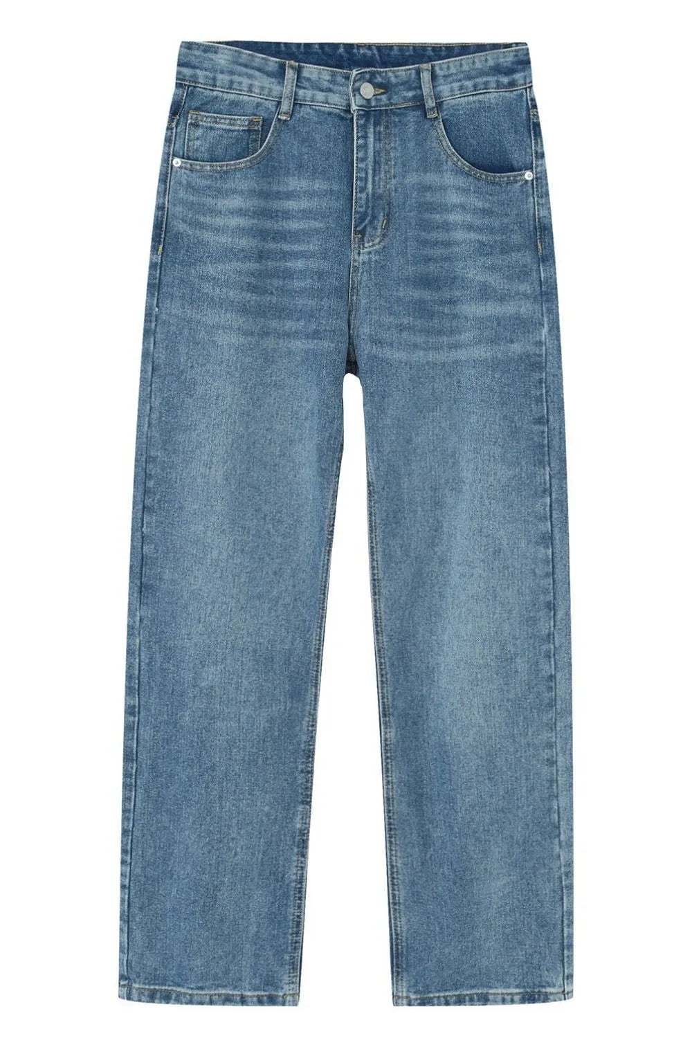 Washed Straight-Leg Slim Jeans - Free Shipping - aurelia-clothing-8955