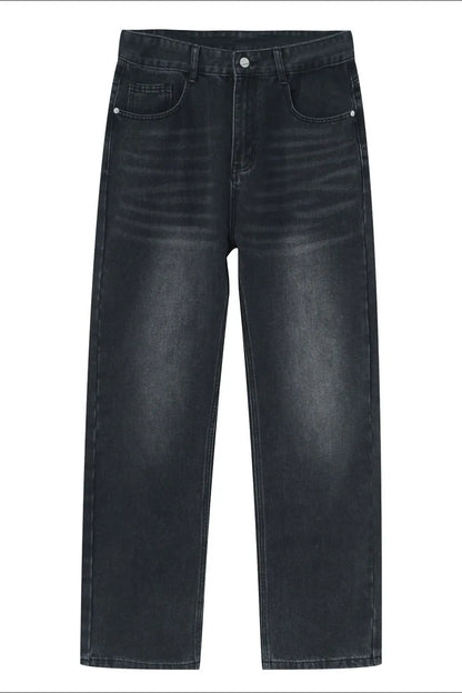 Washed Straight-Leg Slim Jeans - Free Shipping - aurelia-clothing-8955