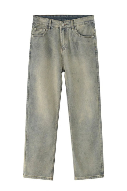 Washed Straight-Leg Slim Jeans - Free Shipping - aurelia-clothing-8955