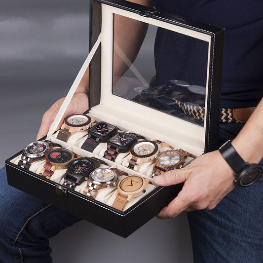 Watches Display Box Organizer Storage Box Leatherette Wrist Watch Holder Jewelry Display Case - Free Shipping - aurelia-clothing-8955