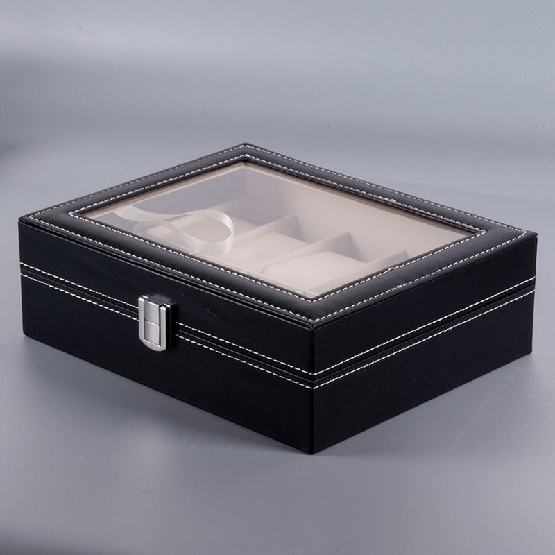 Watches Display Box Organizer Storage Box Leatherette Wrist Watch Holder Jewelry Display Case - Free Shipping - aurelia-clothing-8955
