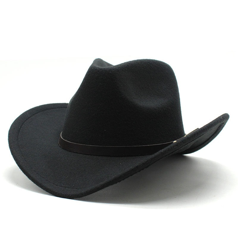 Western United States Denim Hat Felt Hat Mens And Womens Horse Riding Hat Curled Imitation Wool Jazz Hat Denim Hat - Free Parking - aurelia-clothing-8955