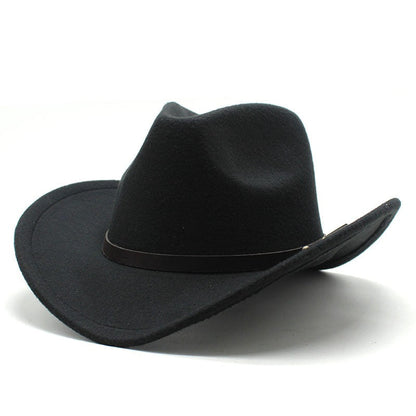 Western United States Denim Hat Felt Hat Mens And Womens Horse Riding Hat Curled Imitation Wool Jazz Hat Denim Hat - Free Parking - aurelia-clothing-8955