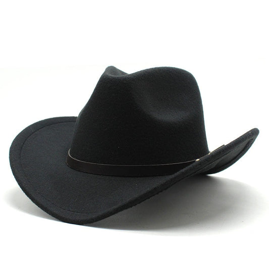 Western United States Denim Hat Felt Hat Mens And Womens Horse Riding Hat Curled Imitation Wool Jazz Hat Denim Hat - Free Parking - aurelia-clothing-8955