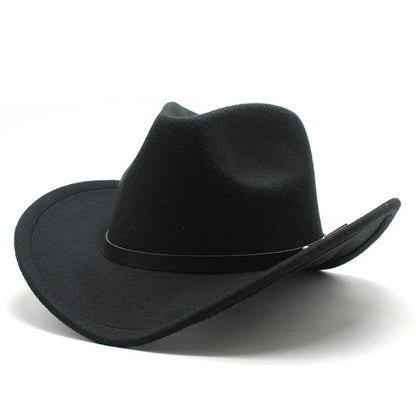 Western United States Denim Hat Felt Hat Mens And Womens Horse Riding Hat Curled Imitation Wool Jazz Hat Denim Hat - Free Parking - aurelia-clothing-8955