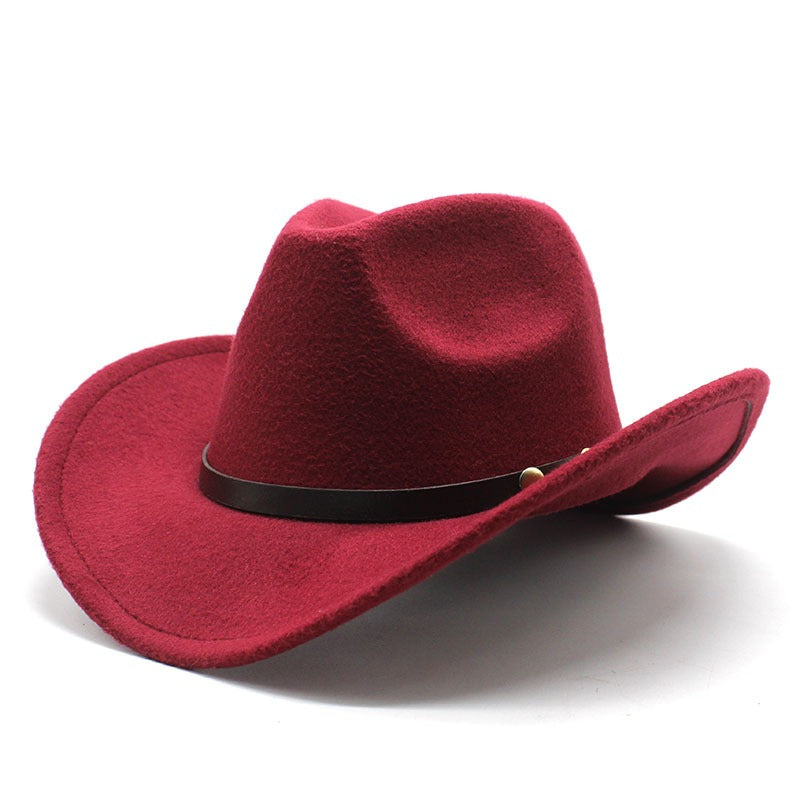 Western United States Denim Hat Felt Hat Mens And Womens Horse Riding Hat Curled Imitation Wool Jazz Hat Denim Hat - Free Parking - aurelia-clothing-8955