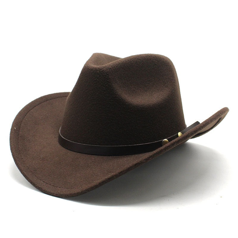 Western United States Denim Hat Felt Hat Mens And Womens Horse Riding Hat Curled Imitation Wool Jazz Hat Denim Hat - Free Parking - aurelia-clothing-8955