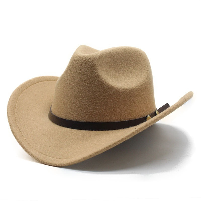 Western United States Denim Hat Felt Hat Mens And Womens Horse Riding Hat Curled Imitation Wool Jazz Hat Denim Hat - Free Parking - aurelia-clothing-8955