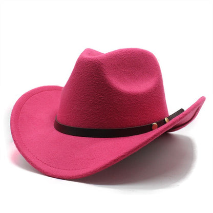 Western United States Denim Hat Felt Hat Mens And Womens Horse Riding Hat Curled Imitation Wool Jazz Hat Denim Hat - Free Parking - aurelia-clothing-8955