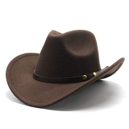 Western United States Denim Hat Felt Hat Mens And Womens Horse Riding Hat Curled Imitation Wool Jazz Hat Denim Hat - Free Parking - aurelia-clothing-8955