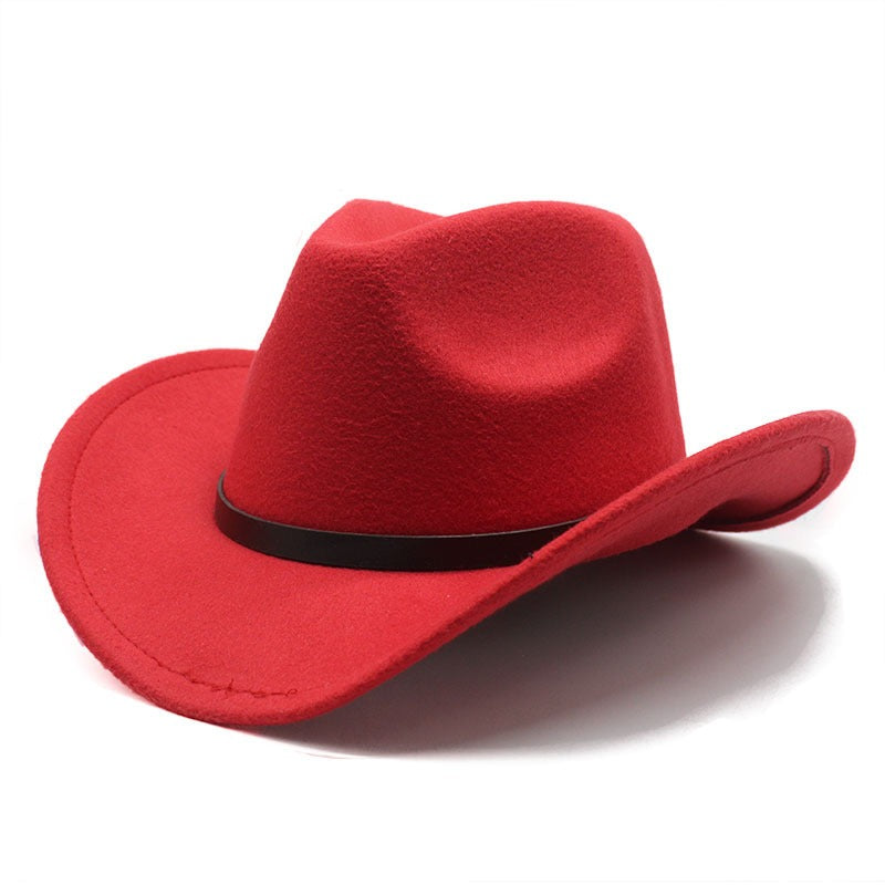 Western United States Denim Hat Felt Hat Mens And Womens Horse Riding Hat Curled Imitation Wool Jazz Hat Denim Hat - Free Parking - aurelia-clothing-8955