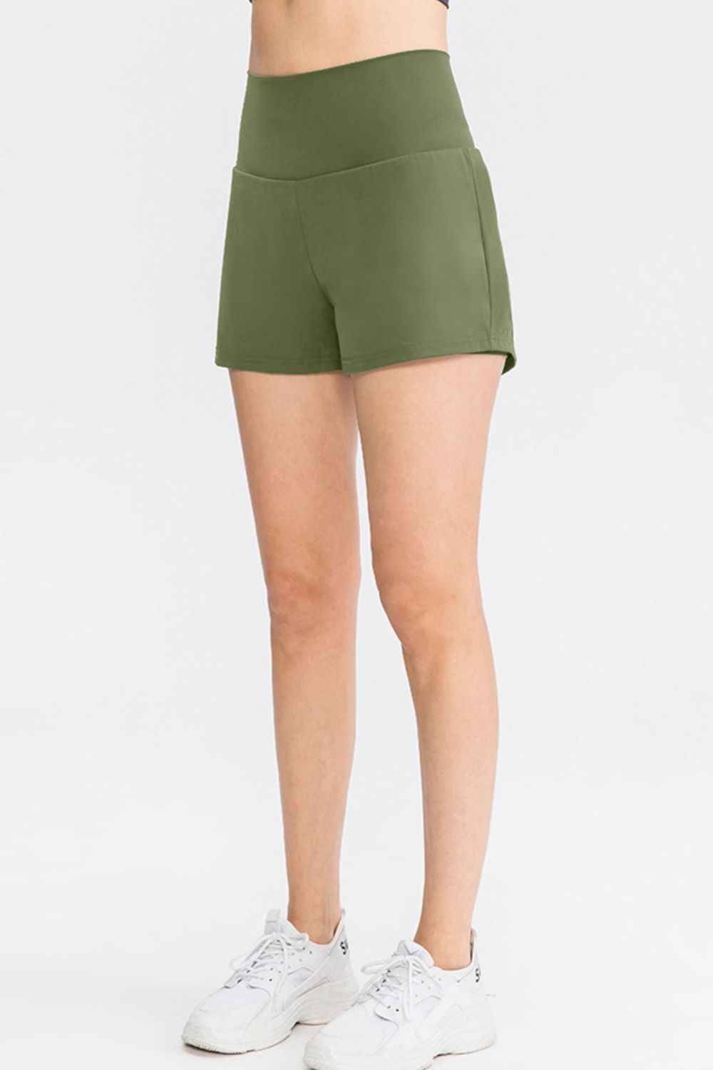 Wide Waistband Sports Shorts with Pockets