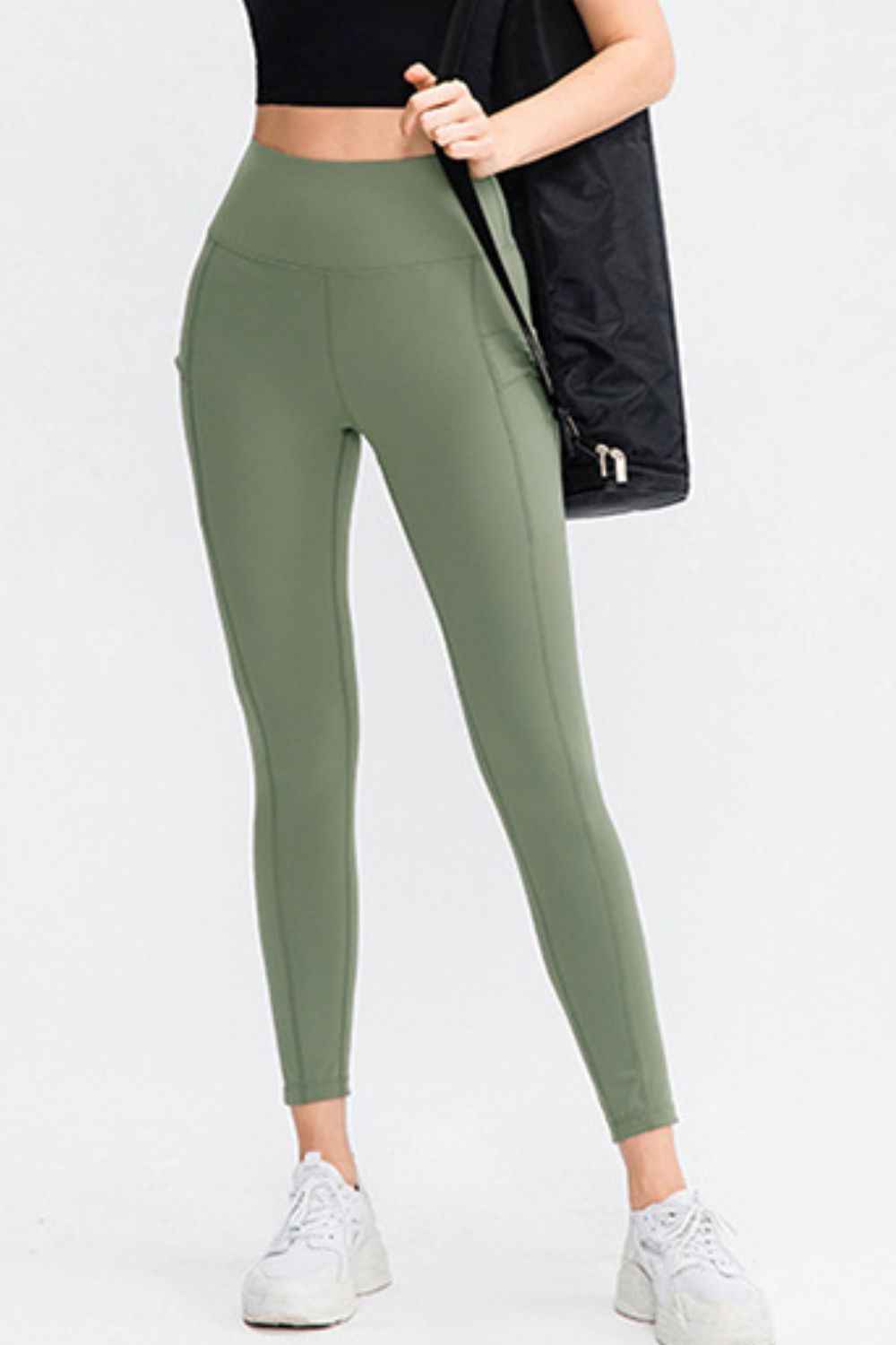 Wide Waistband Slim Fit Long Sports Pants with Pocket - aurelia-clothing-8955