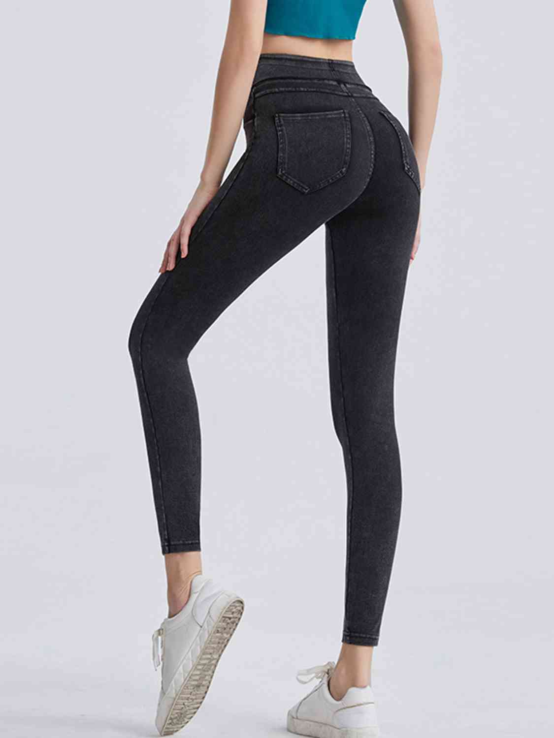 Wide Waistband Sports Leggings - aurelia-clothing-8955