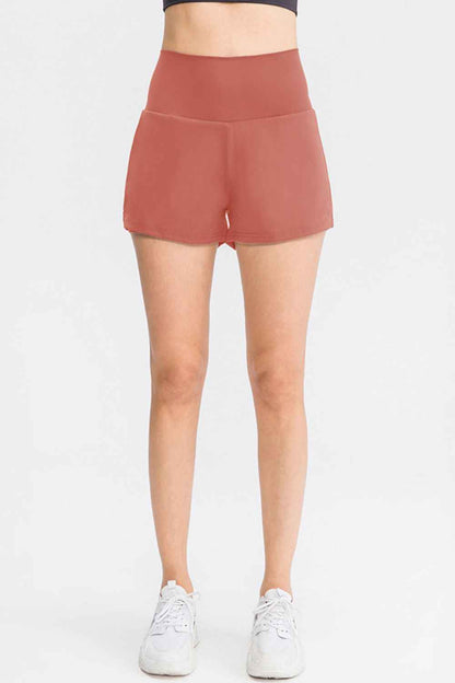 Wide Waistband Sports Shorts with Pockets - aurelia-clothing-8955