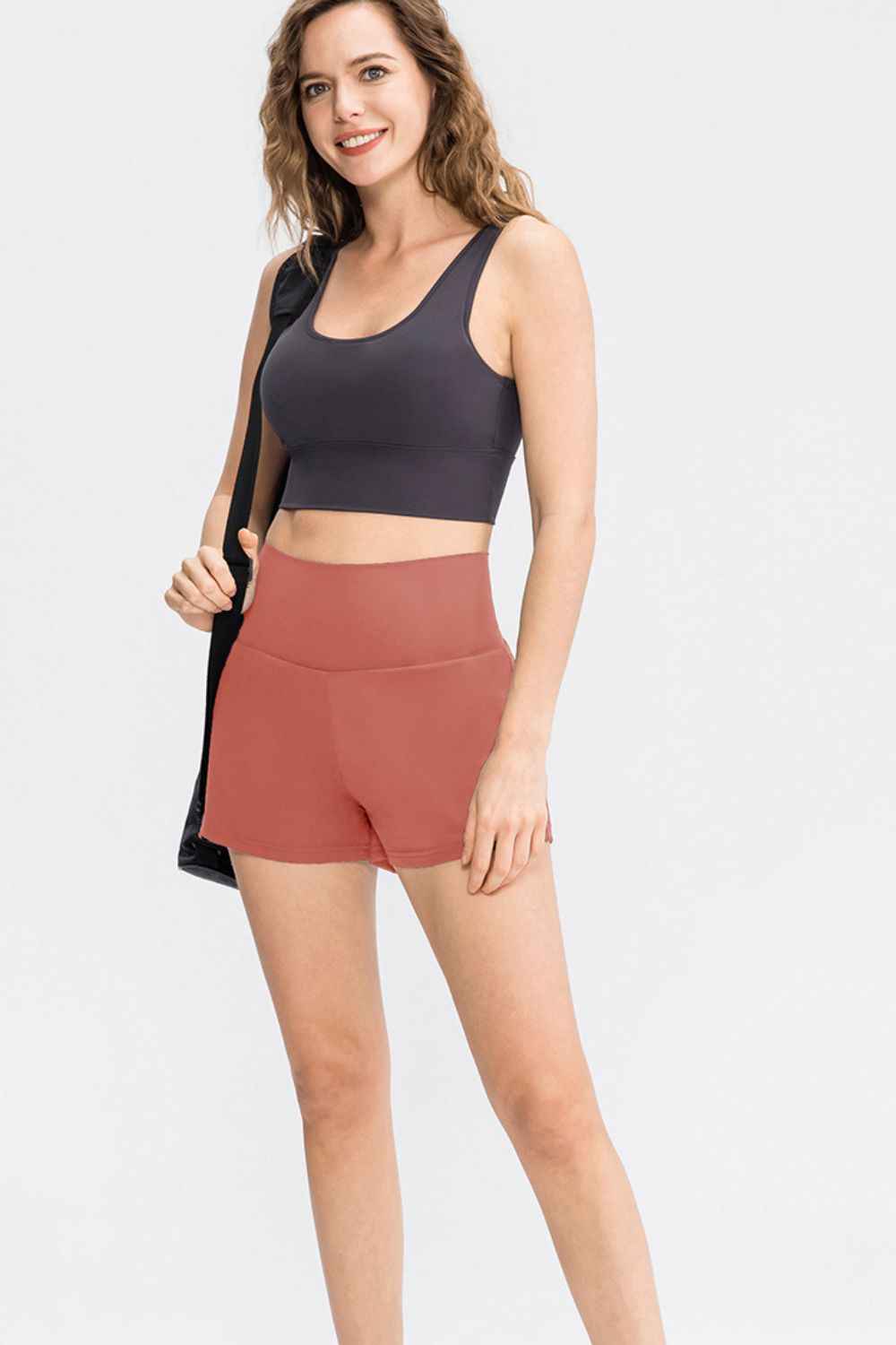 Wide Waistband Sports Shorts with Pockets - aurelia-clothing-8955
