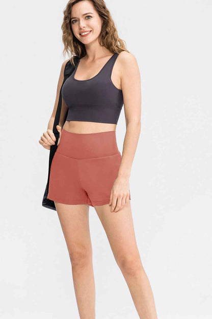 Wide Waistband Sports Shorts with Pockets - aurelia-clothing-8955
