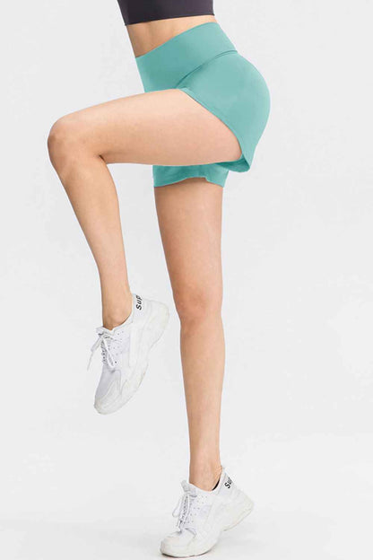 Wide Waistband Sports Shorts with Pockets - aurelia-clothing-8955