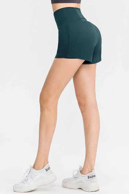 Wide Waistband Sports Shorts with Pockets - aurelia-clothing-8955