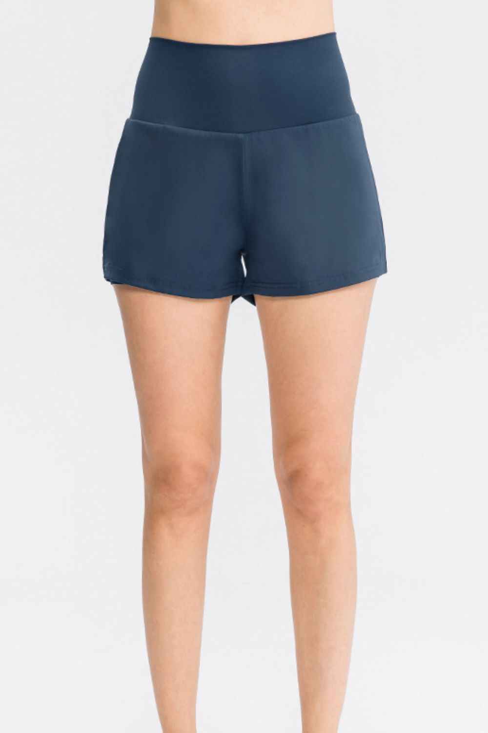 Wide Waistband Sports Shorts with Pockets - aurelia-clothing-8955