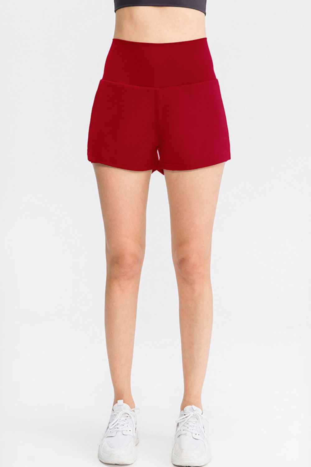 Wide Waistband Sports Shorts with Pockets - aurelia-clothing-8955