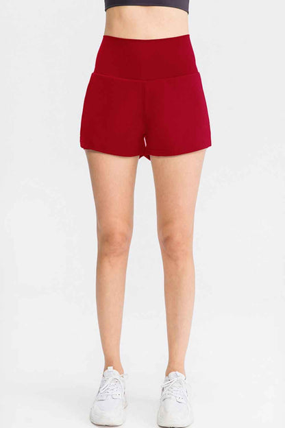 Wide Waistband Sports Shorts with Pockets - aurelia-clothing-8955
