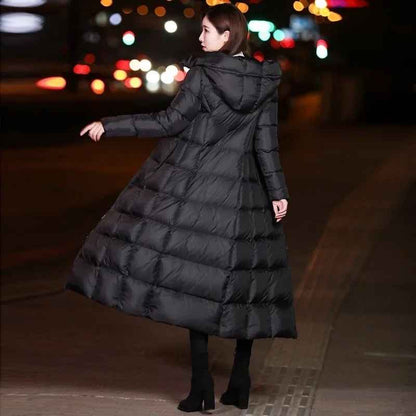 Winter Jackets Women Coat Female Slim Parka Over-Knee Cotton Padded Korea Hooded Warm Manteau Femme Hiver Black Solid Long Coat - aurelia-clothing-8955