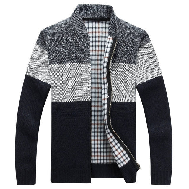 Winter Mens Jackets Thick Cardigan Coats Mens Brand Clothing Autumn Gradient knitted Zipper Coat - Free Shipping - aurelia-clothing-8955