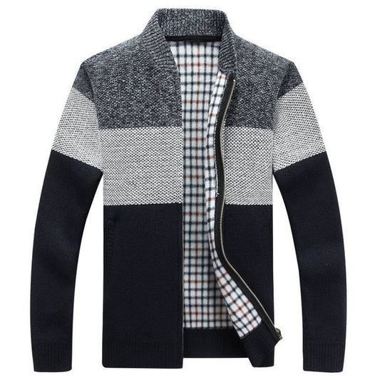 Winter Mens Jackets Thick Cardigan Coats Mens Brand Clothing Autumn Gradient knitted Zipper Coat - Free Shipping - aurelia-clothing-8955