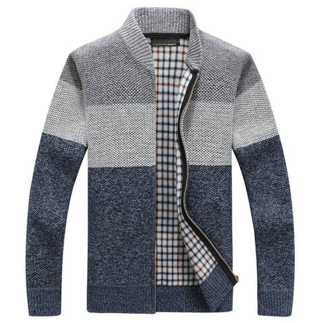 Winter Mens Jackets Thick Cardigan Coats Mens Brand Clothing Autumn Gradient knitted Zipper Coat - Free Shipping - aurelia-clothing-8955