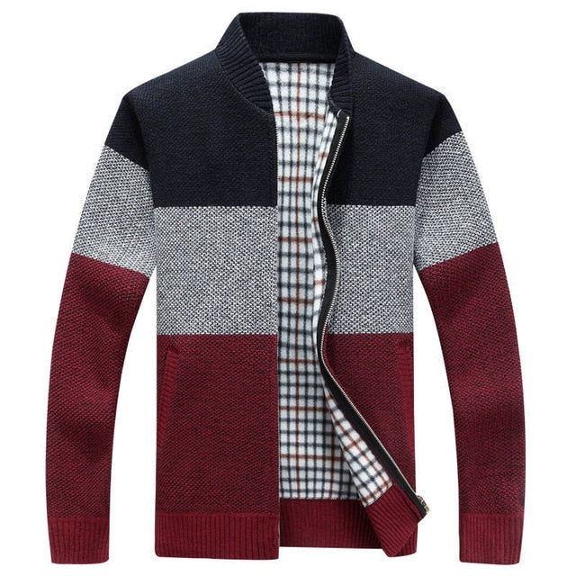 Winter Mens Jackets Thick Cardigan Coats Mens Brand Clothing Autumn Gradient knitted Zipper Coat - Free Shipping - aurelia-clothing-8955