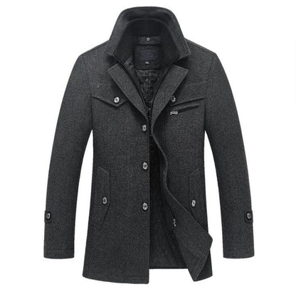 Winter Wool Coat Slim Fit Jackets Men Casual Outerwear - Free Shipping - aurelia-clothing-8955