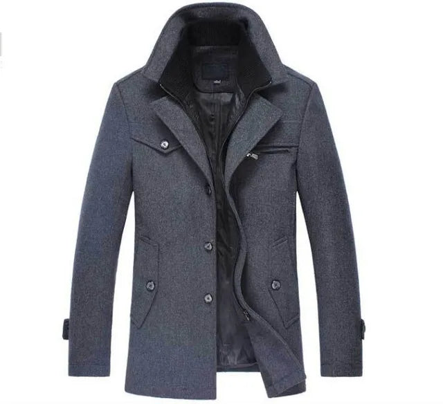Winter Wool Coat Slim Fit Jackets Men Casual Outerwear - Free Shipping - aurelia-clothing-8955