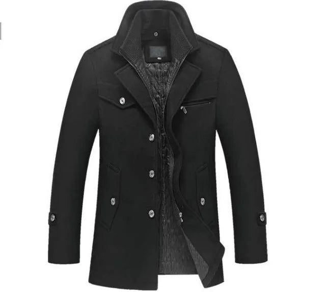 Winter Wool Coat Slim Fit Jackets Men Casual Outerwear - Free Shipping - aurelia-clothing-8955