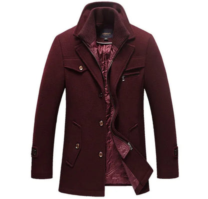 Winter Wool Coat Slim Fit Jackets Men Casual Outerwear - Free Shipping - aurelia-clothing-8955