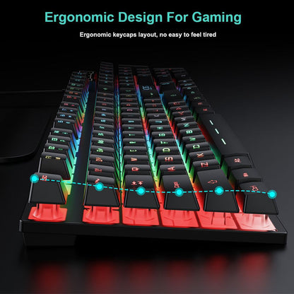 Wired gaming keyboard floating keycap rainbow backlit keyboard and mouse set AN-300 - Free Shipping - aurelia-clothing-8955