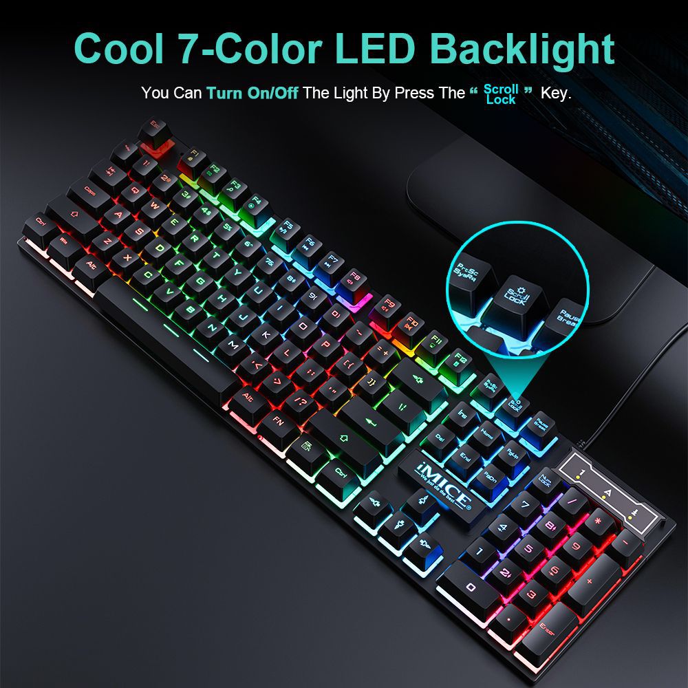 Wired gaming keyboard floating keycap rainbow backlit keyboard and mouse set AN-300 - Free Shipping - aurelia-clothing-8955