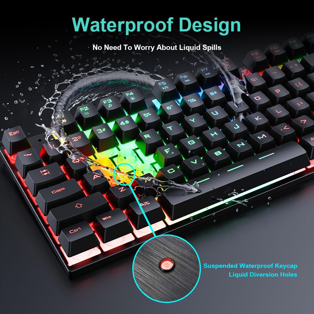 Wired gaming keyboard floating keycap rainbow backlit keyboard and mouse set AN-300 - Free Shipping - aurelia-clothing-8955