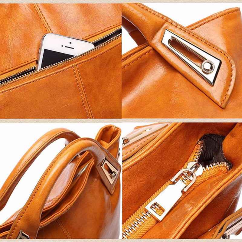 Women Oil Wax Leather Designer Handbags-Free Shipping - aurelia-clothing-8955