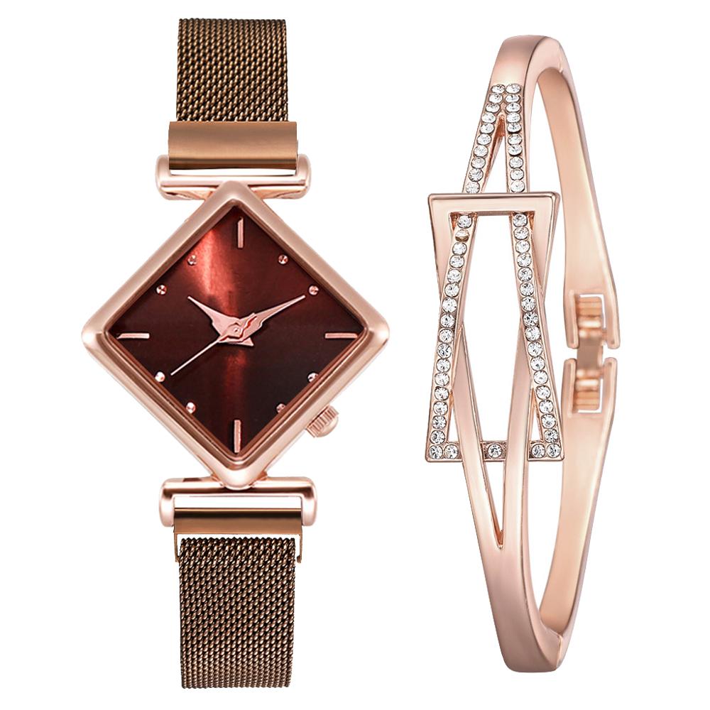 Women Square Watch Luxury Ladies Quartz Magnet Buckle Gradient Color Watches Relogio Feminino For Gift Clock - Free Shipping - aurelia-clothing-8955