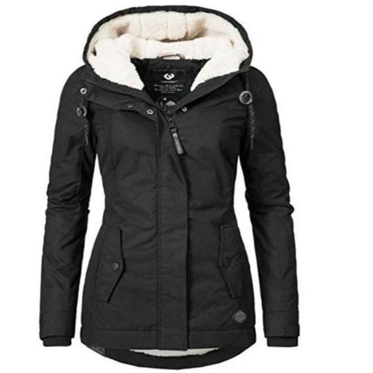 Women Winter Womens Coat Warm Slim Outerwear Fashion Elastic Waist Zipper Pocket Hooded Drawstring Overcoats Autumn Clothes - aurelia-clothing-8955