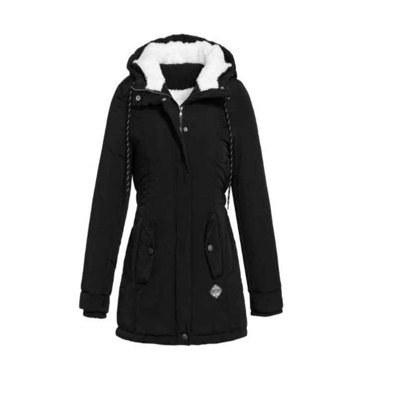 Women Winter Womens Coat Warm Slim Outerwear Fashion Elastic Waist Zipper Pocket Hooded Drawstring Overcoats Autumn Clothes - aurelia-clothing-8955