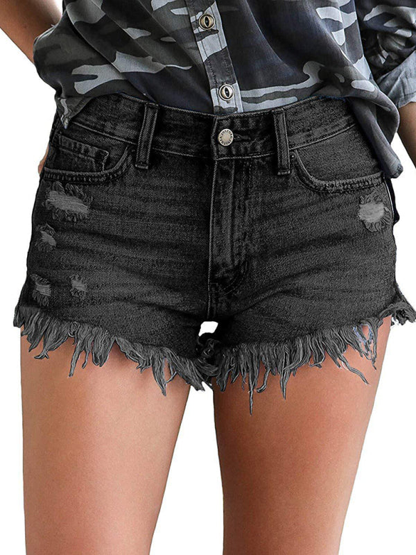 Womens Casual Tassel High Waist Denim Shorts-Free Shipping - aurelia-clothing-8955