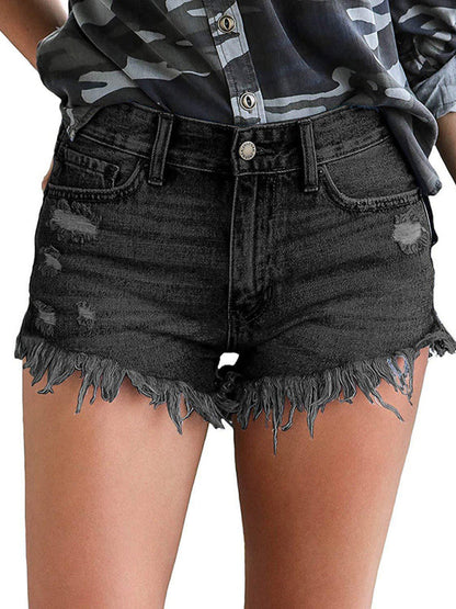 Womens Casual Tassel High Waist Denim Shorts-Free Shipping - aurelia-clothing-8955